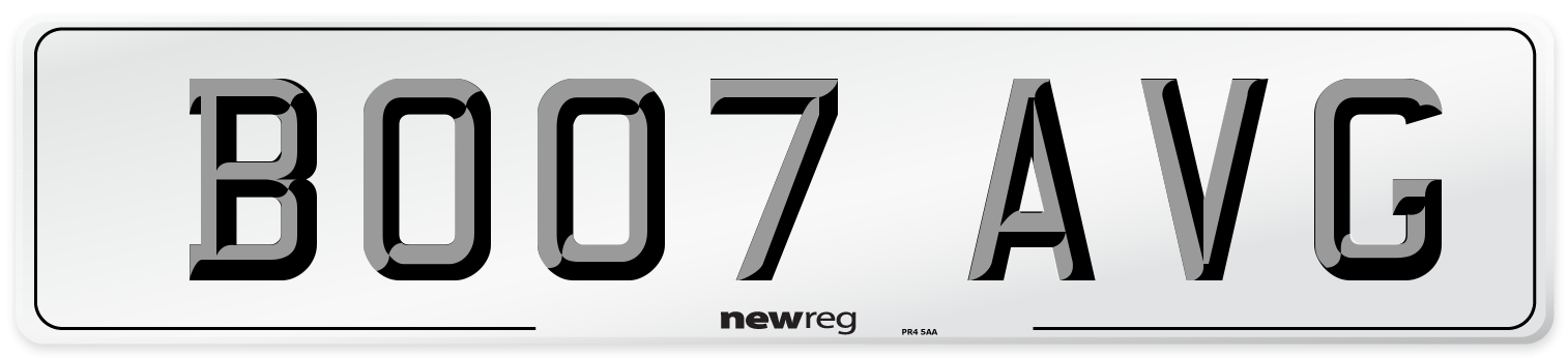BO07 AVG Number Plate from New Reg